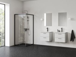 Koupelna a WC – Ravak NBLRV2 90x90, čierna+transparent