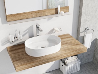 Koupelna a WC – Ravak Umyvadlo Ceramic Slim O 55, bez otvoru pro baterii, bez přepadu, bílá