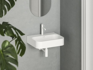 Koupelna a WC – Ravak Umyvadlo Ceramic Slim Wall R 55 N, s otvorem pro baterii, s přepadem, antracit