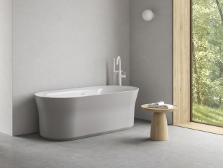 Koupelna a WC – Ravak Vaňa Ypsilon 180x80, voľne stojaca, Smoke Grey/biela, krytka odtoku biela
