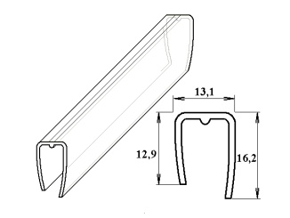 Lišty – Ukončovací U-profil Lanit Plast 2100 mm, čirá, polykarbonát 4 mm