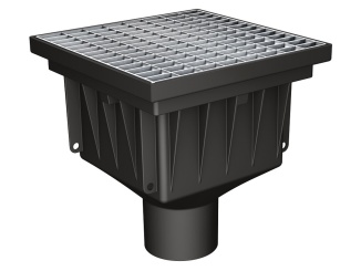 MEA bemenetek – Dvorní plastová vpusť s ocelovým roštem 300 x 300 mm 305 mm B125 141788
