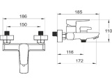 Novaservis Vanová baterie Metalia 58 150 mm, černá, nástěnná, bez příslušenství,  58020/1,5