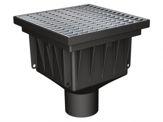 Odvodnění – Dvorový plastový vpust s oceľovým roštom 300 x 300 mm 305 mm B125 141788