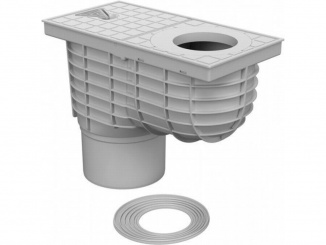 Odvodnění – Kanalizační vpusť (gajgr) spodní šedá DN 125 + redukční kroužky (KV 125) 325 Fs
