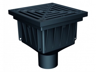 Odvodnenie – Dvorový plastový vpust s liatinovým roštom 300 x 300 mm 305 mm B125 141786