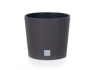 Okrasná zahrada – Prosperplast Květináč RATO ROUND + vklad, 25 cm - umbra