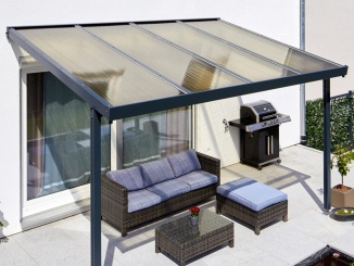 Pergoly Gutta – Premium 4,102 x 4,06 m bronzový polykarbonát / antracitová konstrukce pergola
