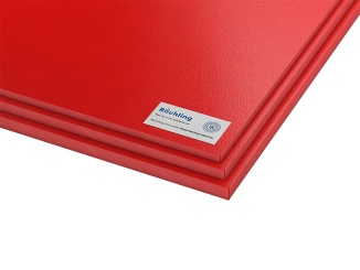Plné desky – Desky Polystone Play-Tec Röchling 2440 mm x 1220 mm, červená, 19 mm
