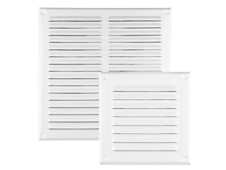 Příslušenství – Mřížka větrací KOV se síťovinou 250 mm x 250 mm, bílá
