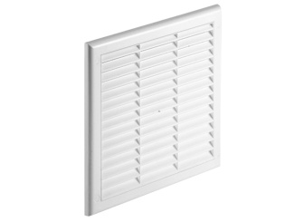 Příslušenství – Mřížka větrací s rámem a síťovinou 210 mm x 210 mm, plastová, bílá