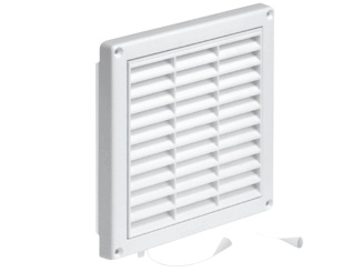 Příslušenství – Mřížka větrací s rámem a žaluzií 130 mm x 200 mm, plastová, bílá