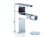 Ravak Bidet Uni Chrome, závesný, biela + bidetová batéria Chrome CR 055.00CR s odtokovou armatúrou, chróm