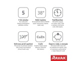 Ravak TE 072.00CR Termostatická sprchová nástěnná baterie bez sprchového setu, chrom