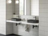 Ravak Umyvadlo Ceramic Slim R 55, bez otvoru pro baterii, bez přepadu, černá matná