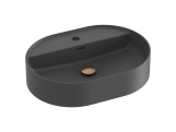 Ravak Umyvadlo Ceramic Slim Shelf O 55, s otvorem pro baterii, s přepadem, antracit
