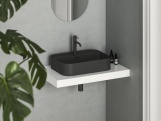 Ravak Umyvadlo Ceramic Slim Shelf R 55, s otvorem pro baterii, s přepadem, bílá matná