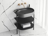 Ravak Umývadlová pileta pevná keramická Flat, Smoke Grey