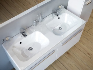 Sanita – Ravak Dvojumyvadlo Chrome 120, s otvory pro baterie, s přepadem