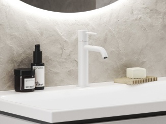 Sanita – Ravak ES 012.11WV Umyvadlová stojánková baterie BeCool 190 mm bez výpusti, White Velvet Bílá matná