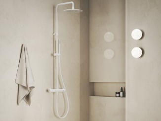 Sanita – Ravak ES 091.60RGB Sprchový sloup s termostatickou baterií, posuvný, se sprchovým setem, Rose Gold Brushed