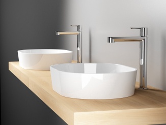 Sanita – Ravak PU 015.20BL Umyvadlová stojánková baterie 322 mm bez výpusti, černá