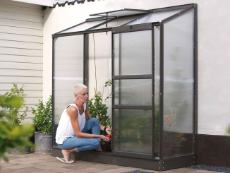 Skleníky ke zdi – Vitavia Ida čierna, polykarbonát 6 mm, 2,6 x 2,0 m