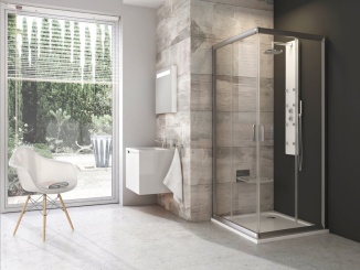 Sprchování – Ravak BLRV2 80x80, satin+grape světle šedá