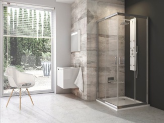 Sprchování – Ravak BLRV2 90x90, bílá+grape