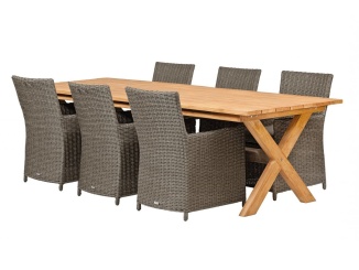 Táblázatok – Tuindeco Rustic garden table, teak 250cm with cross legs