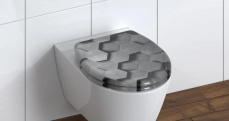 WC sedátka, záchodová prkna GREY HEXAGONS| Duroplast, Soft Close