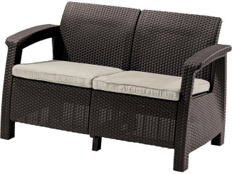 Zahrada – Keter Zahradní pohovka Allibert Corfu Love Seat - 128 x 70 x 79cm - hnědá / béžová